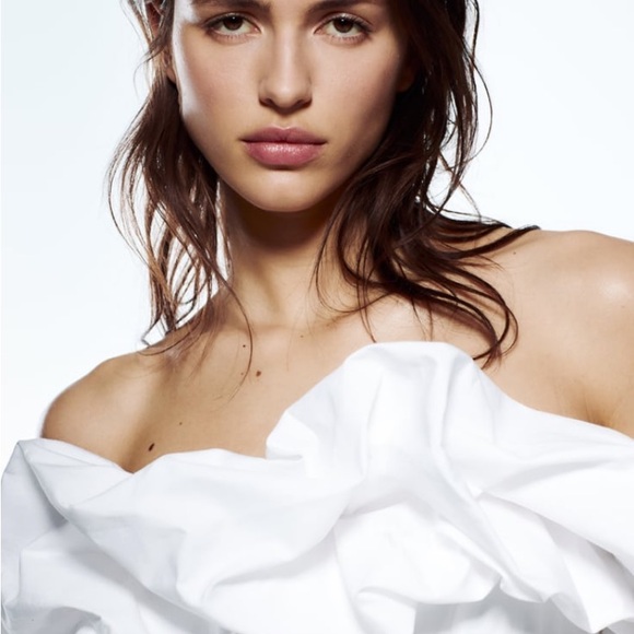 Zara Voluminous Poplin Top White - Size Small - Picture 4 of 8